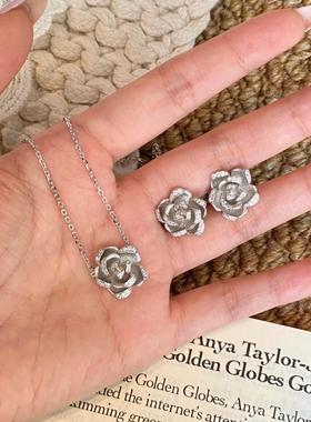 新中式国色山茶花项链法式复古