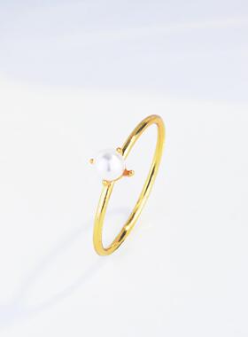 臻荣wish新款镀18k黄金镶嵌一颗