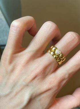 中古vintage双层爱心戒指轻奢