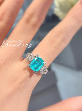 时尚气质带棉帕拉伊巴碧玺戒指