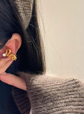 vintage中古马眼蛇形耳钉镶钻