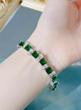 设计师新款轻奢祖母绿手链璀璨