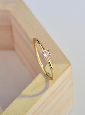 臻荣wish镀14K黄金色戒指小清新