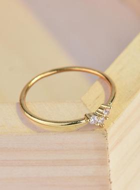 臻荣wish镀14K包金戒指小清新镶