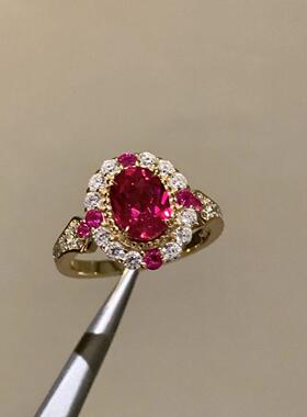 轻奢气质鸽子蛋玫红宝石戒指