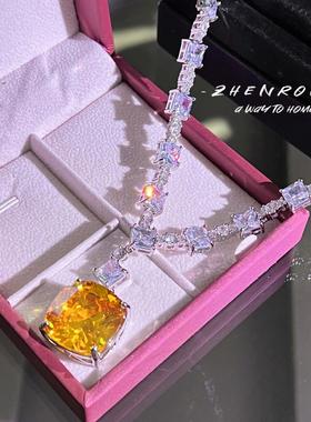 高级感欧美轻奢珠宝方钻锆石黄钻