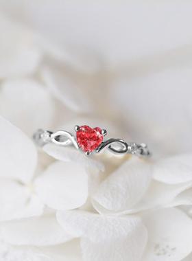 臻荣wish新款简约小清新心形戒指