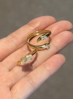 个性独特两戴宽版马眼钻戒指女