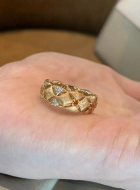 意大利织纹雕金工艺双面菱纹蕾丝