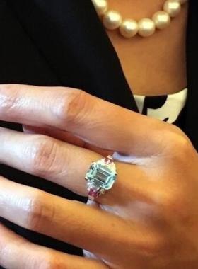 臻荣wish热卖托帕石海蓝宝石戒指