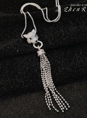 欧美大牌卡家豹子头长款流苏耳环