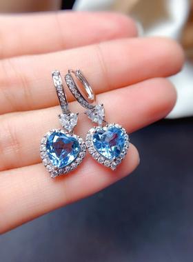 新款仿天然瑞士托帕蓝套装戒指