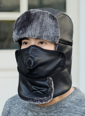 品质皮帽子男冬季加厚保暖雷锋帽