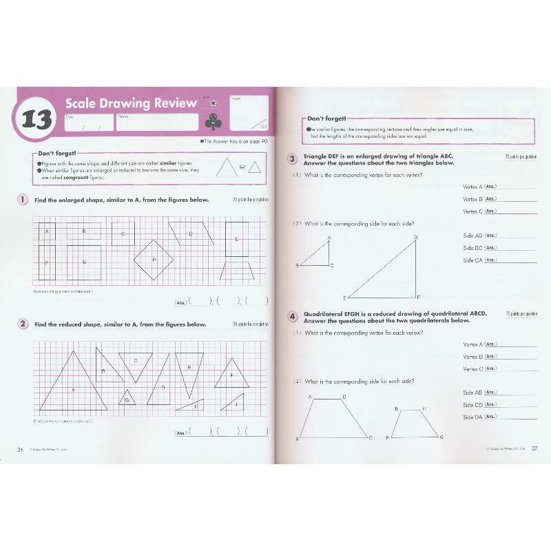 【自营】Kumon Geometry Grades 6-8 小升初数学几何 英语套装 6-8年级 公文式教育 题型多样 附答案 英文原版进口儿童图书 - 图3