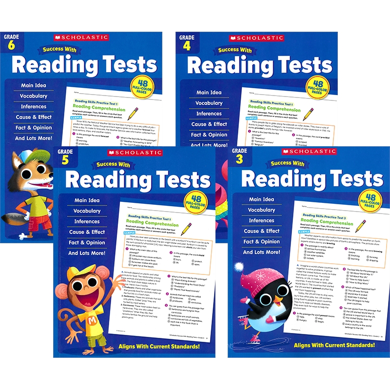 Scholastic Success With Reading Tests Grade 3-6 美国学乐成功系列 英语阅读理解测验练习全彩版 小学3-6年级 英文原版进口教辅 - 图0