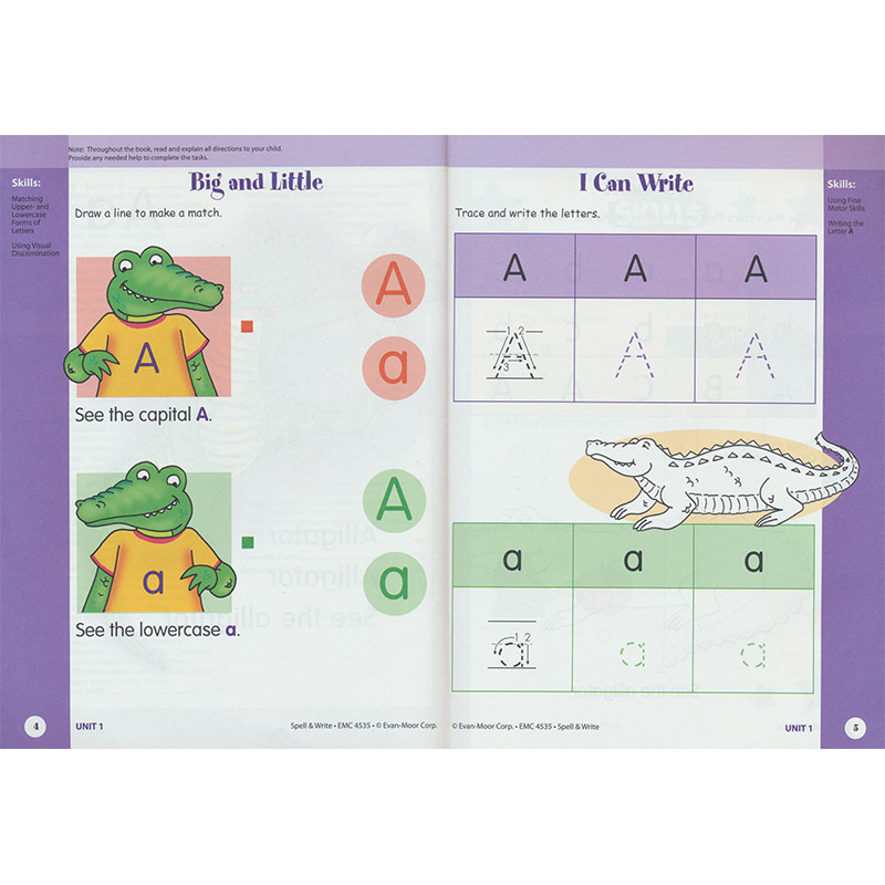 EvanMoor Skill Sharpeners Spell Write Pre K学龄前英文拼写练习册美国加州教材教辅技能铅笔刀幼儿英语