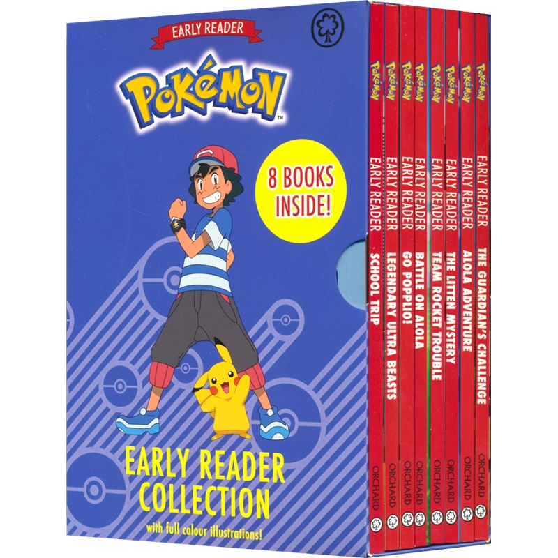 Pokemon Early Reader 8 Book Collection 宝可梦全彩版本章节读本 8册 英文原版 进口儿童读物 章节故事书套装 - 图0