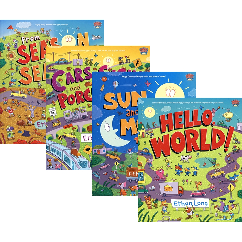 Happy County Hello, World! Sun and Moon Together Cars, Signs, and Porcupines 欢乐郡趣味英文启蒙绘本 STEM 英文原版进口书