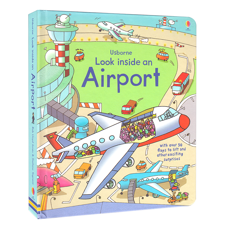 Usborne Look Inside An Airport机场百科翻翻书低幼版看里面英语绘本单词早教启蒙纸板书4岁+英文原版进口图书-图0