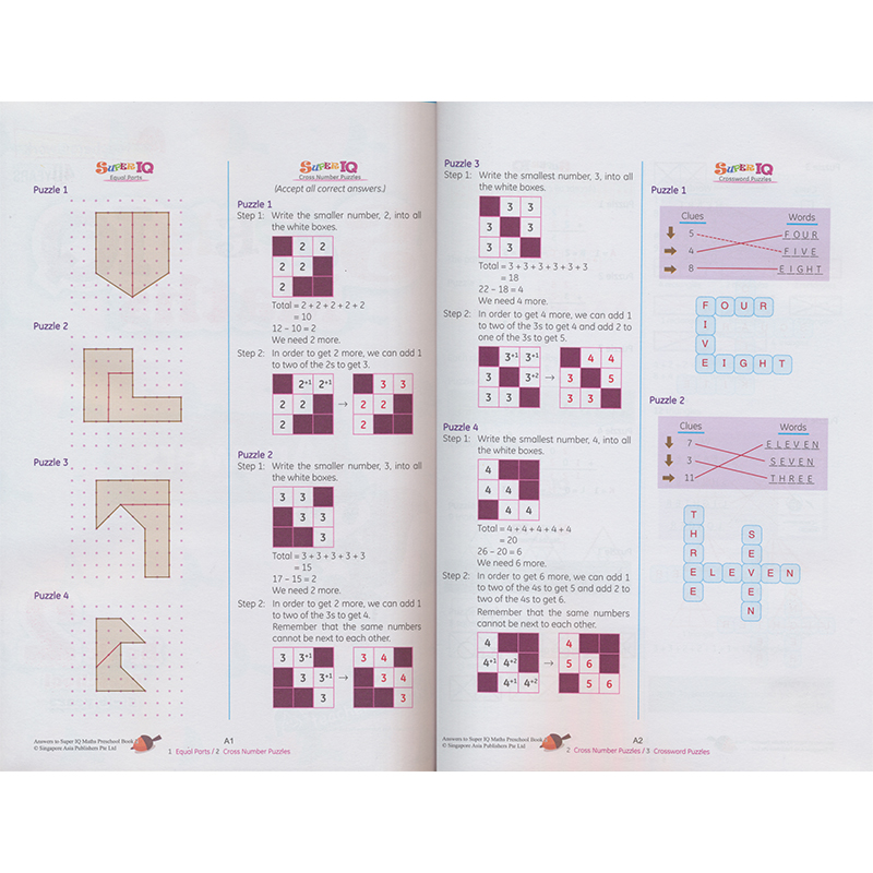 【自营】SAP Super IQ Maths Preschool Book新加坡教辅超级IQ数学学前练习册2册套装 挑战大脑思维逻辑训练4-6岁英文原版进口 - 图3