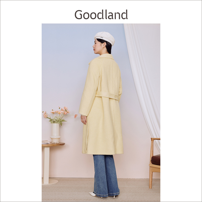 【骆驼绒+牦牛绒】Goodland美地女装冬季外套双面含羊毛呢大衣 - 图2
