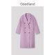 【绵羊毛+桑蚕丝】Goodland美地女装冬芋紫中长款双面呢大衣外套