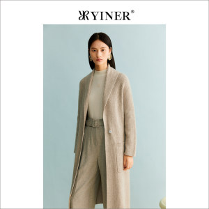 [御寒牦牛绒]YINER音儿女装2023冬季新款长款羊毛针织衫外套