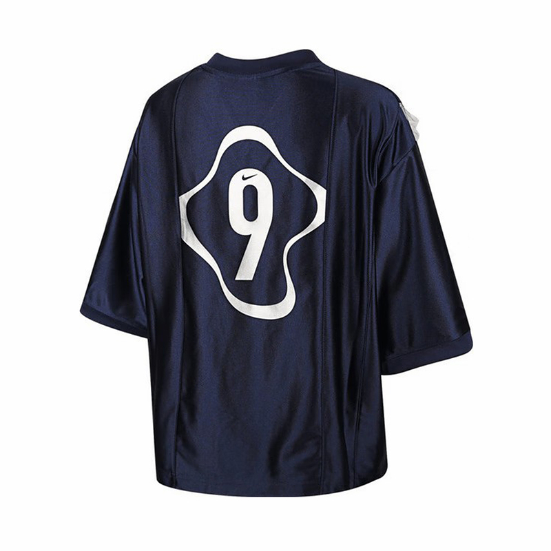 NIKE耐克女子复古风短袖球衣夏季宽松蕾丝印花运动T恤II1939-410 - 图0