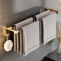 Bathroom hanging towel rack free of punch Makeup Room Towel Rod Single Pole Double Pole Bath Towels Sheltertoilet Light Lavish