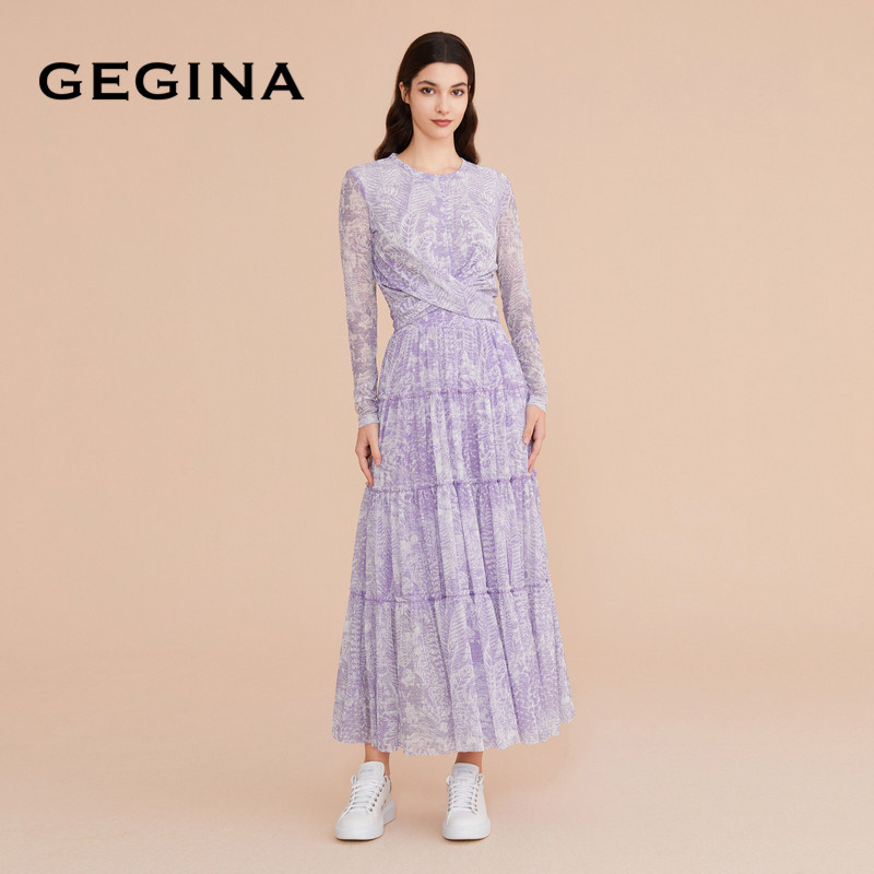 【印花】GEGINA吉吉娜女装年新款长袖雪纺衫短款女士上衣商场同款,淘宝优惠券,粉丝福利购,淘宝优惠卷