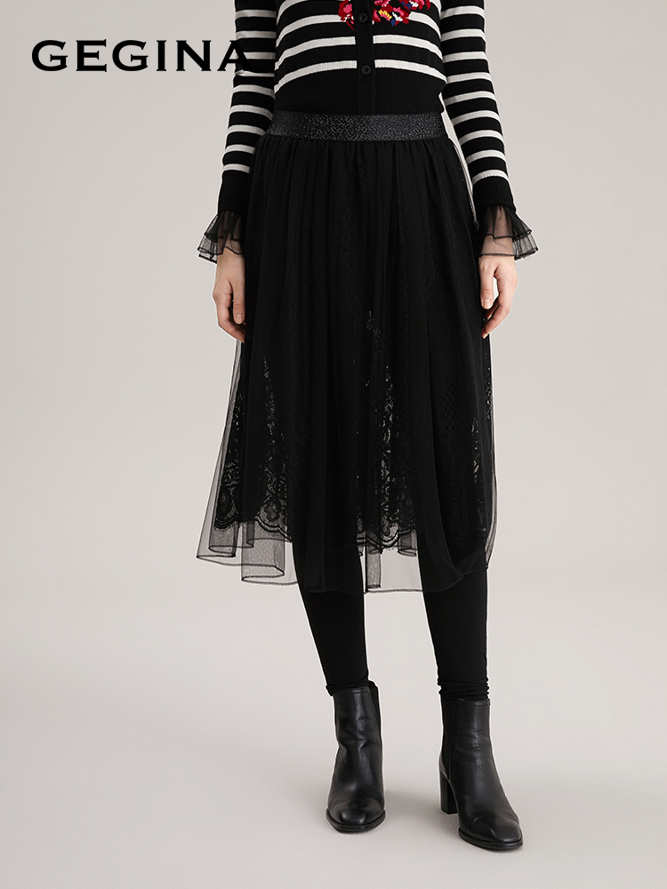 gegina吉吉娜2021新款黑色打底裤 GEGINA女装半身裙