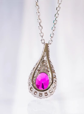 chinpin玫红蛋形项链时尚