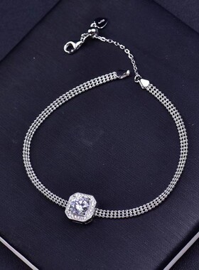 莫桑石镶嵌圆包手环潮