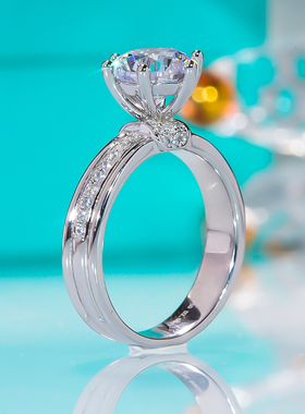 微镶三排皇冠六爪指环