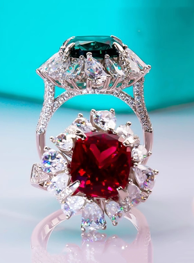 chinpin莫桑石满钻戒指