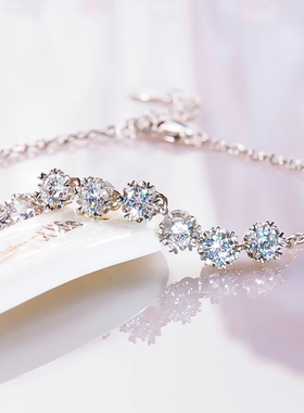 chinpin莫桑石雪花手链气质