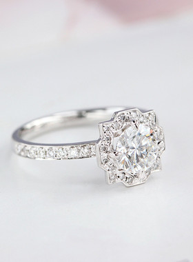 D色莫桑石雪梨钻戒满钻