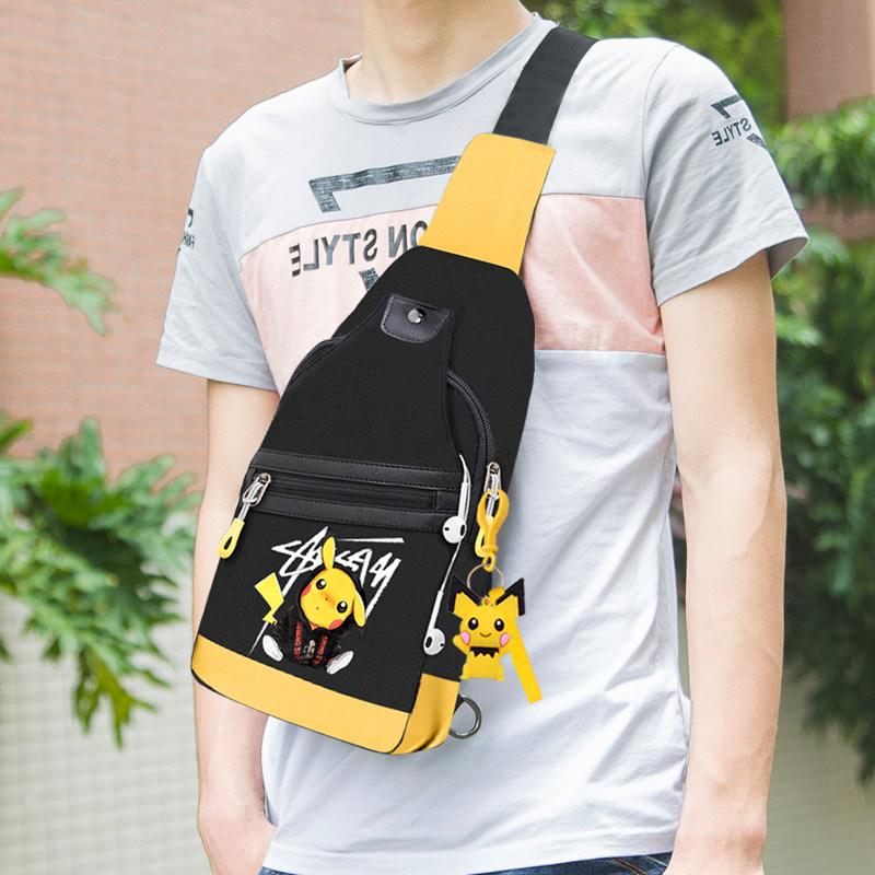 皮卡丘胸包男士2020新款单肩斜挎包 乐火男士包袋