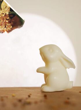 蓦刻玉兔子香薰蜡烛室内摆件送礼