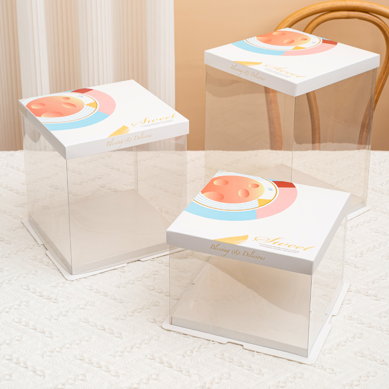 透明蛋糕盒4 6 8 10 12 14寸手提双层加高烘焙包装盒厂家直销定制 - 图0
