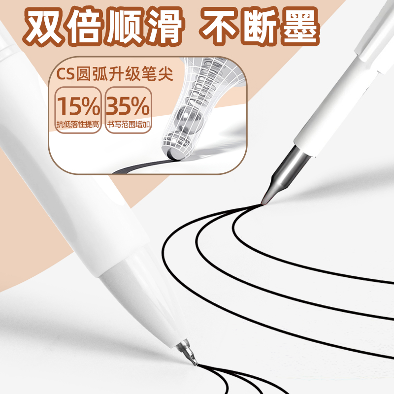 东米DM004颜料型按动笔芯CS头速干学生用中性笔替芯0.5加强型葫芦头笔芯针管头按压式蓝色红色刷题笔通用文具 - 图2