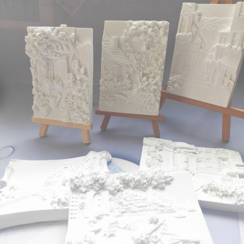 香薰石膏浮雕画复古文艺浮雕板画儿童涂色手工彩绘摆件白胚19包邮 - 图2