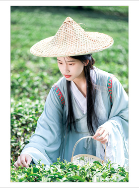 古风茶园采茶美少女人物摄影海报