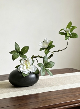 新中式仿真杜鹃花盆景摆件