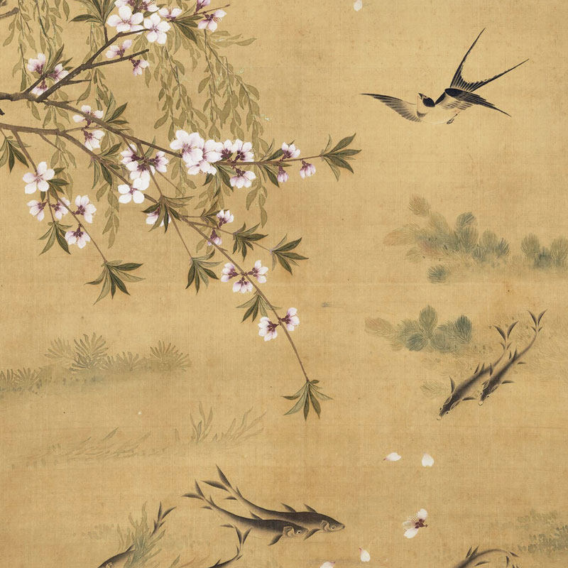 清恽寿平燕喜鱼乐图卷轴花鸟画装饰画客厅沙发玄关茶楼挂画字画,淘宝优惠券,粉丝福利购,淘宝优惠卷