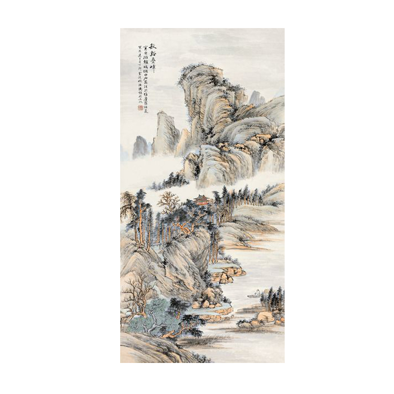 冯超然癸亥秋溪叠嶂山水画中国画复制微喷画心装饰画字画玄关挂画