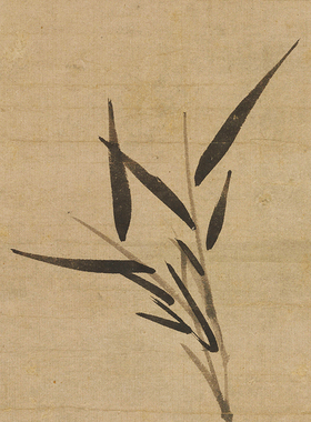 元吴镇竹枝图墨竹图古代花鸟画