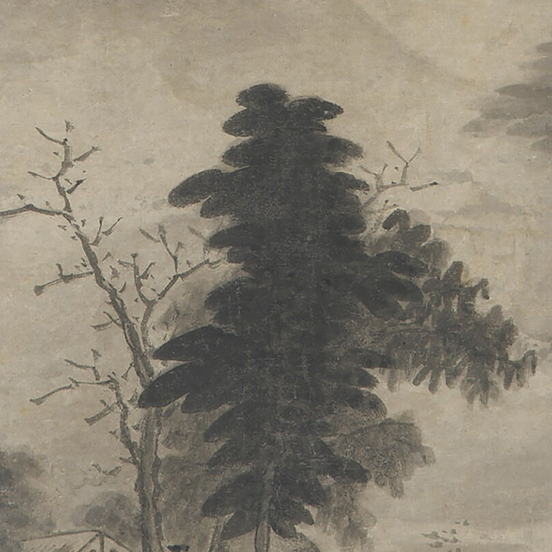 北宋米芾云山烟树图古代山水画卷轴国画名画复制品仿古画字画挂画 - 图1