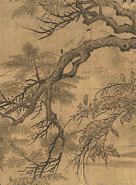 宋秋渚文禽图古代花鸟画卷轴