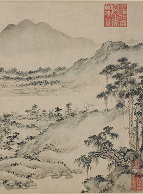 元朱德润秀野轩图古代山水画卷轴
